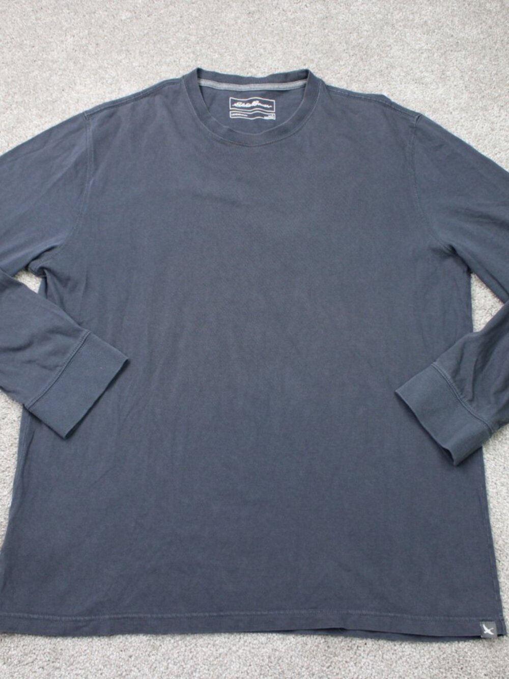 Eddie Bauer Shirt Mens Large BLue Legendwash 100% Cotton Long Sleeve Crewneck